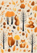 Renards espi&egrave;gles dans les feuilles d'automne